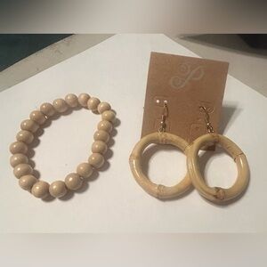 Elegant Plunder Bamboo Bracelet and Hoop Earrings Set